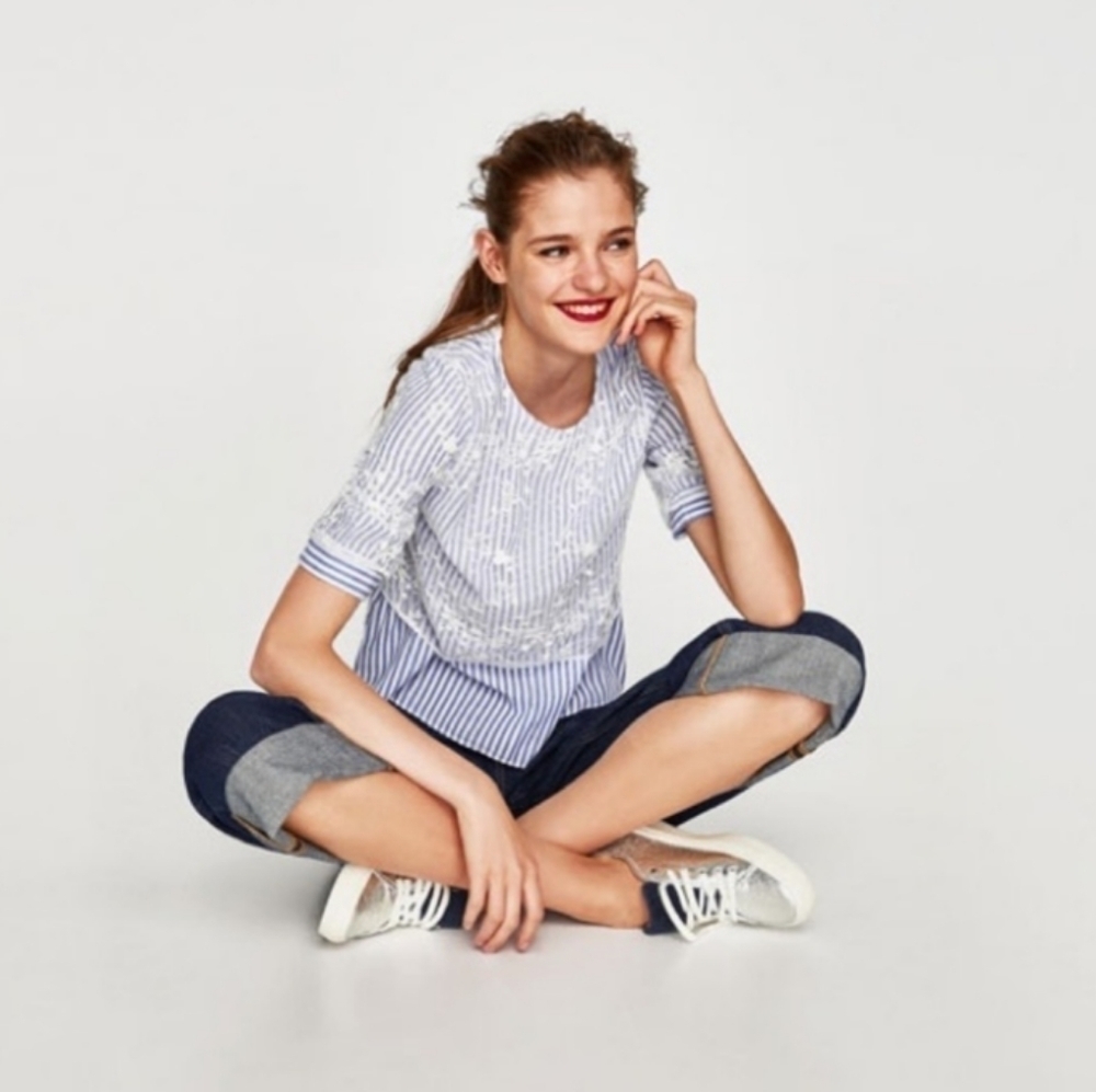 Zara Basic Collection Silver Metallic Sneakers Si… - image 2